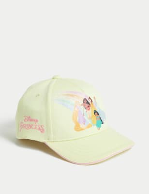 M&S Girl's Pure Cotton Disney Princess Cap (1-6 Yrs) - 12-18 - Yellow, Yellow