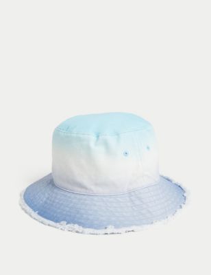 M&S Boys Pure Cotton Tie Dye Sun Hat (1-13 Yrs) - 12-18 - Blue Mix, Blue Mix