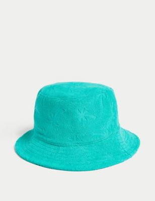M&S Boys Cotton Rich Palm Tree Sun Hat (1-13 Yrs) - 12-18 - Green, Green
