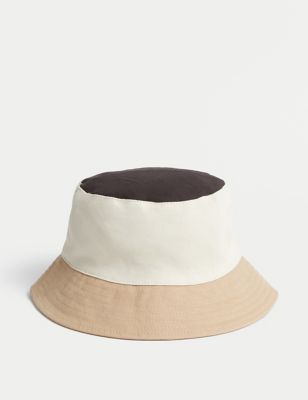 M&S Boy's Kid's Pure Cotton Colour Block Sun Hat (1-13 Yrs) - 12-18 - Multi, Multi