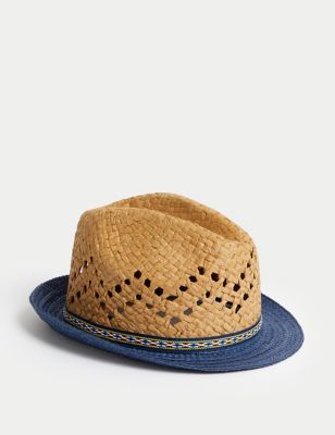 M&S Boy's Kid's Trilby Sun Hat (1-13 Yrs) - 18-36 - Natural, Natural