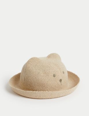 M&S Boys Bear Sun Hat (1-6 Yrs) - 12-18 - Stone, Stone