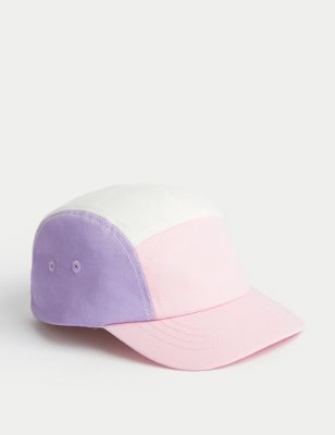 M&S Boy's Pure Cotton Colour Block Baseball Cap - 18-36 - Pink, Pink