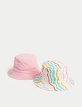 Kids' 2pk Pure Cotton Sun Hats (1-13 Yrs)