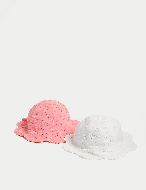 Kids' 2pk Pure Cotton Sun Hats (0-18 Mths) - JE