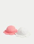 Kids' 2pk Pure Cotton Sun Hats (0-18 Mths)