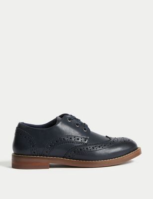 M&S Boys Leather Brogues (8 Smal l - 2 Large) - 1 LSTD - Navy, Navy,Tan