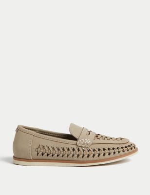 M&S Boys Slip-on Freshfeet Shoes (4 Small - 2 Large) - 2 LSTD - Stone, Stone,Brown