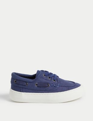 M&S Boy's Kid's Boat Shoes (4 Small - 2 Large) - 2 LSTD - Navy, Navy,Blue Mix