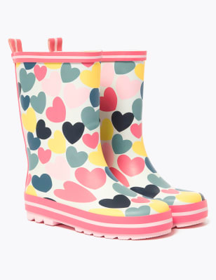 

Girls M&S Collection Kids' Heart Print Wellies (13 Small - 6 Large) - Pink Mix, Pink Mix