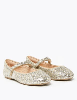 Kids' Glitter Riptape Ballet Pumps (5 Small - 12 Small) | M&S