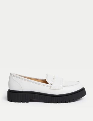 M&S Girl's Kid's Freshfeet Loafers (13 Small - 6 Large) - 1 L - White Mix, White Mix