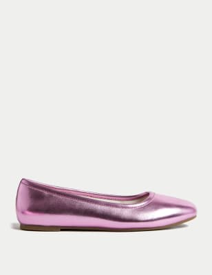 

Girls Kids' Metallic Ballet Pumps (13 Small - 6 Large) - Pink, Pink