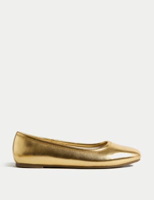 

Girls Kids' Metallic Ballet Pumps (13 Small - 6 Large) - Gold, Gold