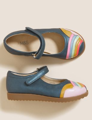 M&S Girls Kids' Freshfeet  Riptape Mary Jane Shoes (5 Small