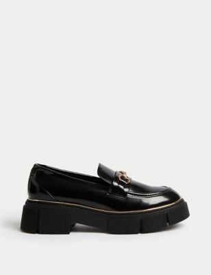 

Girls M&S Collection Kids' Patent Freshfeet™ Loafers (1 Large - 6 Large) - Black, Black