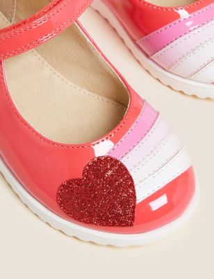 M&S Girls Kids' Freshfeet  Rainbow Mary Jane Shoes (4 Small