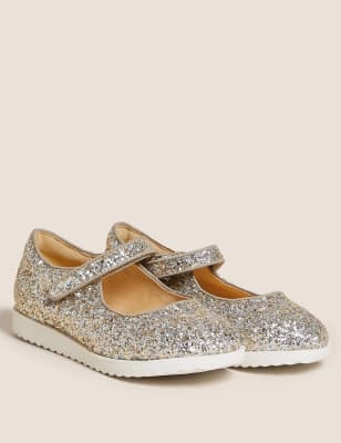 

M&S Collection Zapatos infantiles Mary Jane Freshfeet™ con brillos (5 pequeño-12 pequeño) - Gold, Gold