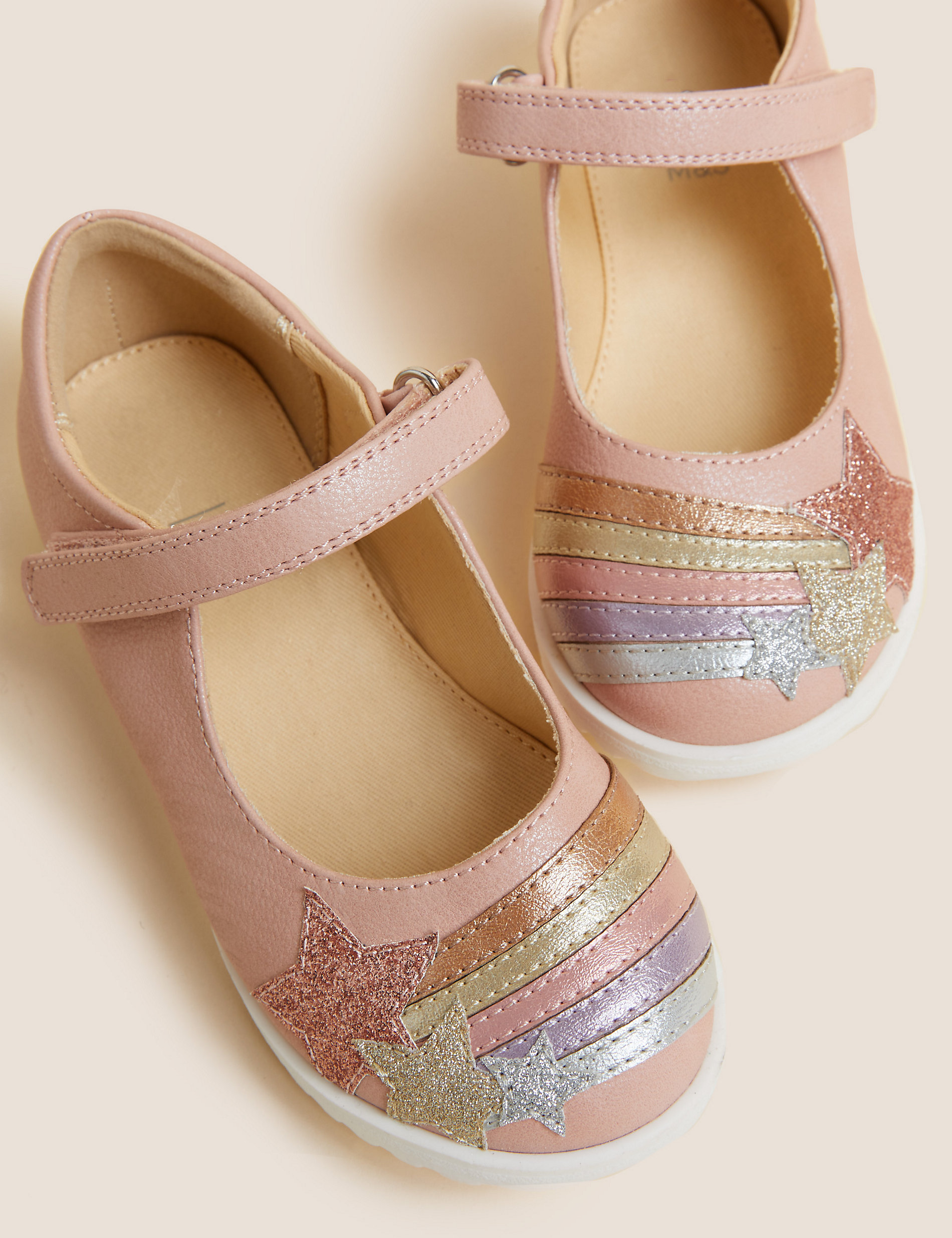 Zapatos infantiles Mary Jane con diseño de arco iris y velcro (4 pequeño-13 pequeño)