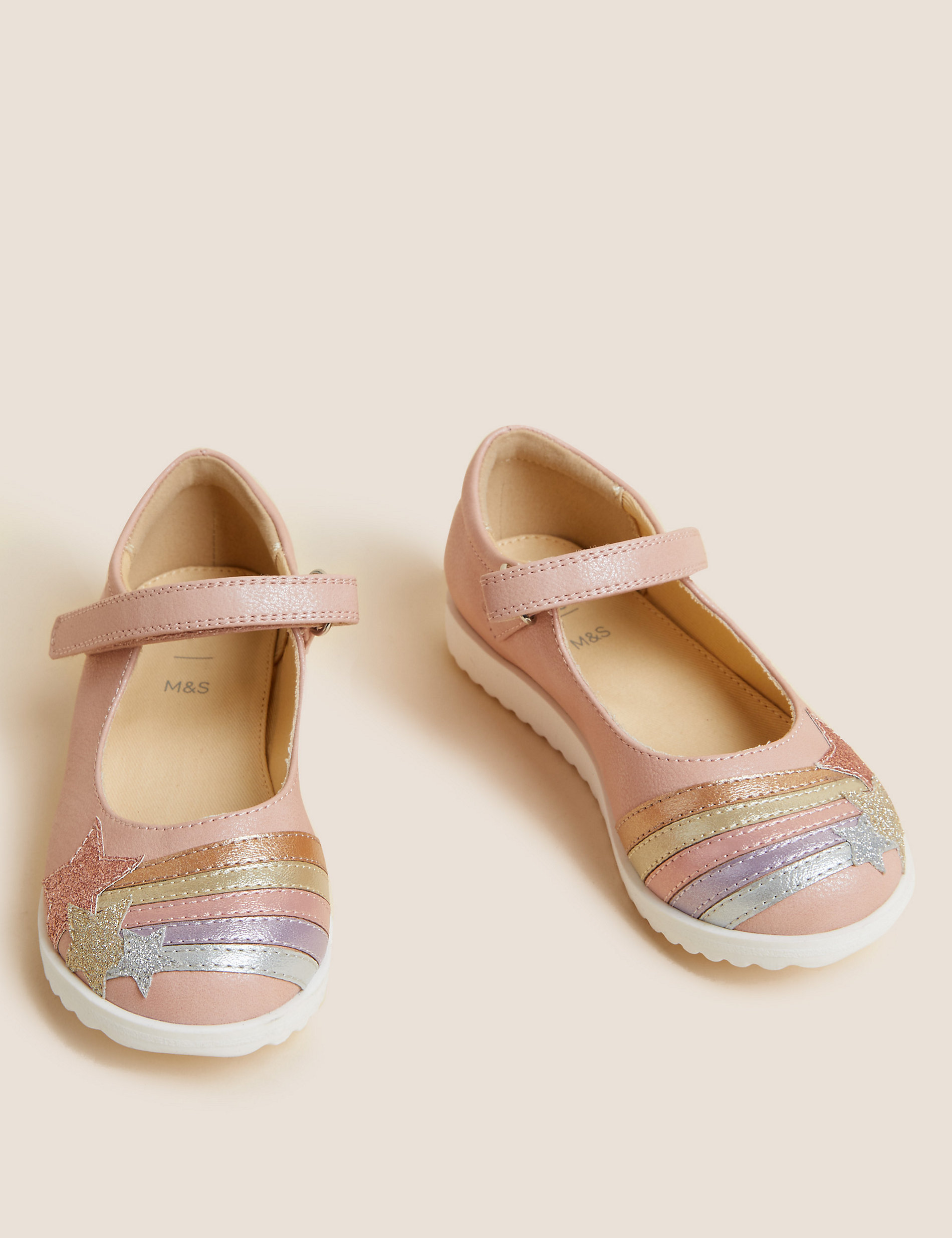 Zapatos infantiles Mary Jane con diseño de arco iris y velcro (4 pequeño-13 pequeño)