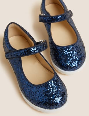 

Girls M&S Collection Kids' Glitter Riptape Mary Jane Shoes (4 Small - 13 Small) - Navy, Navy