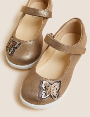 

M&S Collection Kinder-Spangenschuhe mit Schmetterlingsmuster und Klettverschluss (20,5-32) - Gold, Gold