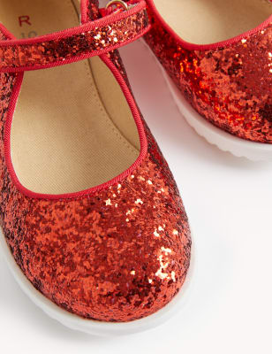 

Girls M&S Collection Kids' Glitter Mary Jane Shoes (3 Small - 13 Small) - Red, Red