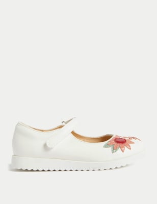 

Girls M&S Collection Kids' Floral Riptape Mary Jane Shoes (4 Small - 13 Small) - White Mix, White Mix