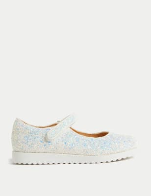 hoekpunt Geduld Discreet Mary Jane-kinderschoenen met klittenband en glitter (maat 20,5-32) | M&S NL