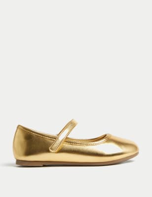 

Girls M&S Collection Kids' Metallic Riptape Mary Jane Shoes (4 Small - 13 Small) - Gold, Gold