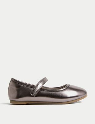 

Girls M&S Collection Kids' Metallic Riptape Mary Jane Shoes (4 Small - 13 Small) - Pewter, Pewter