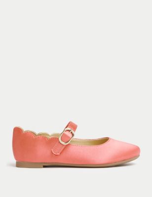 M&S Girls Freshfeet Mary Jane Shoes (4 Small - 2 Large) - 1 LSTD - Coral, Coral,Blue