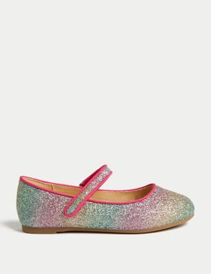 M&S Girl's Kid's Glitter Mary Jane Shoes (4 Small - 2 Large) - 2 LSTD - Blue Mix, Blue Mix