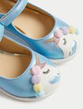 Zapatos infantiles Mary Jane con velcro y diseño de unicornios (4&nbsp;pequeño-2&nbsp;grande)