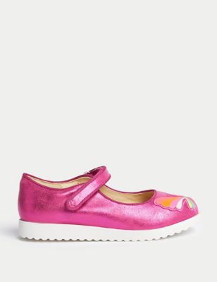 M&S Girl's Kid's Butterfly Mary Jane Shoes (4 Small - 2 Large) - 1 LSTD - Pink Mix, Pink Mix