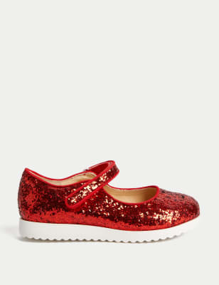 Ladies red glitter store shoes