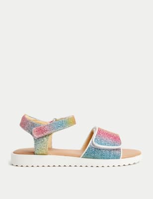 

Girls M&S Collection Kids' Rainbow Glitter Riptape Sandals (4 Small - 13 Small) - Multi, Multi