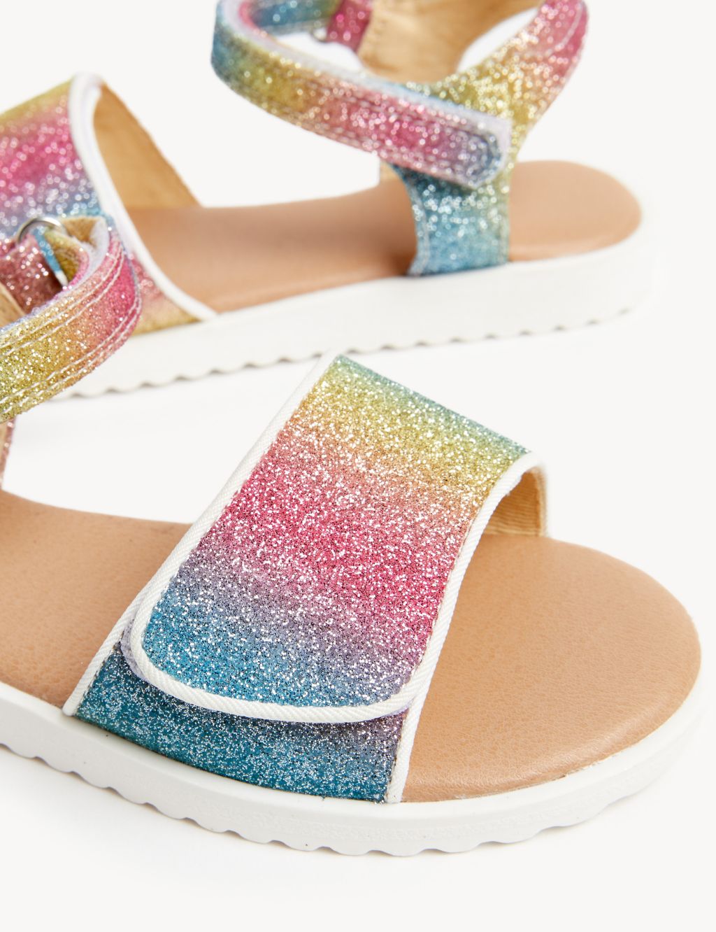 Kids' Rainbow Glitter Riptape Sandals (4 Small - 13 Small) image 2