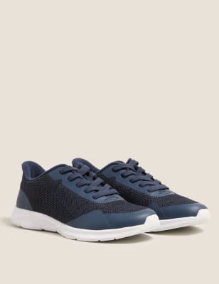 Marks And Spencer Unisex,Boys,Girls Light As Air Kids' Freshfeet Trainers (13 Small - 7 Large) - Navy, Navy