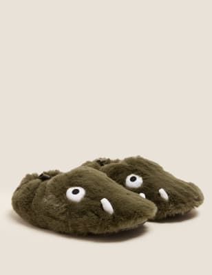 

M&S Collection Zapatillas infantiles sin cordones con diseño de monstruos (13 pequeño-7 grande) - Green Mix, Green Mix