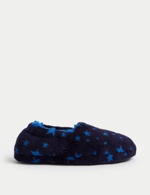 M&S Boys Star Print Slippers (13 Small - 7 Large) - 1 L - Blue, Blue