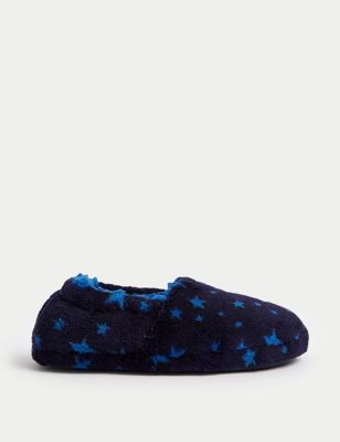 M&S Boys Star Print Slippers (13 Small - 7 Large) - 5 S - Blue, Blue