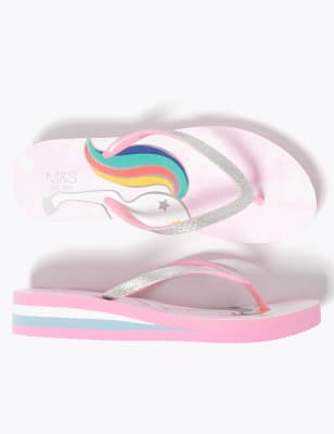 kids unicorn flip flops