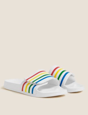 

Unisex,Boys,Girls M&S Collection Kids' Striped Sliders (13 Small - 6 Large) - White Mix, White Mix