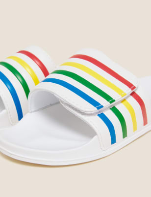 

Unisex,Boys,Girls M&S Collection Kids' Striped Sliders (13 Small - 6 Large) - White Mix, White Mix
