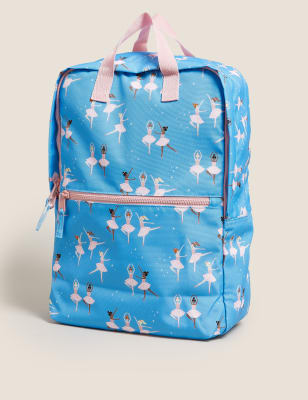 

M&S Collection Mochila escolar infantil repelente al agua con estampado de ballet - Blue, Blue
