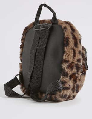 Petit Sac A Dos Enfant En Fausse Fourrure A Motif Leopard