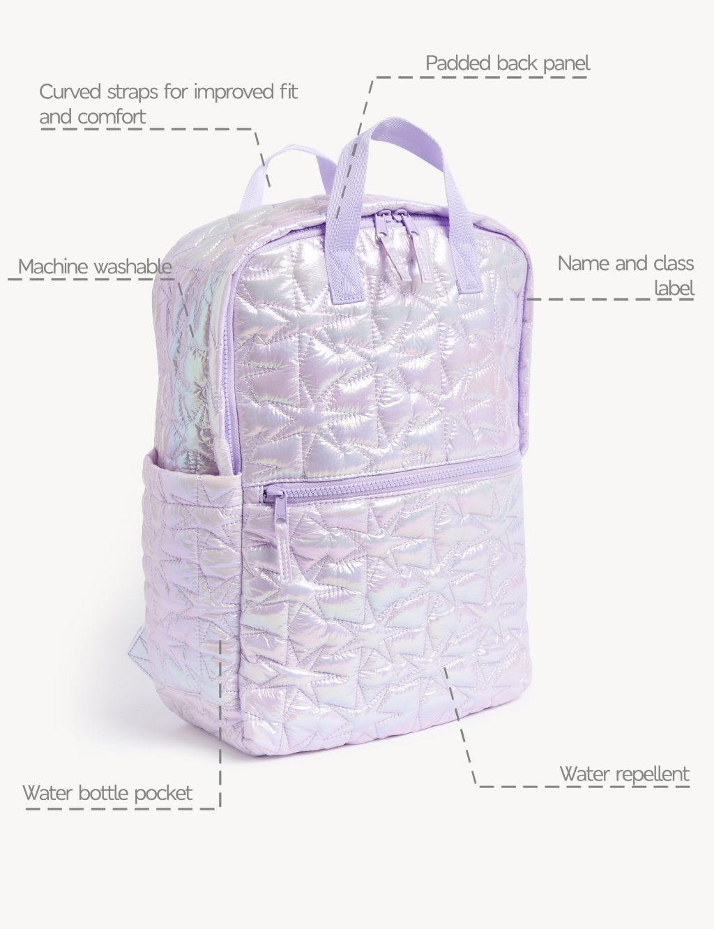 Kids' Shiny Star Quilted School Backpack image 6