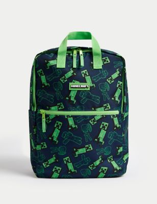 M&S Boy's Minecraft Water Repellent Backpack - Green Mix, Green Mix