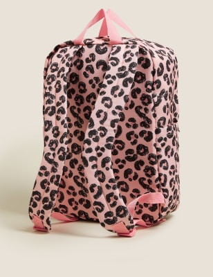 

M&S Collection Mochila escolar infantil repelente al agua con estampado de leopardo - Pink, Pink
